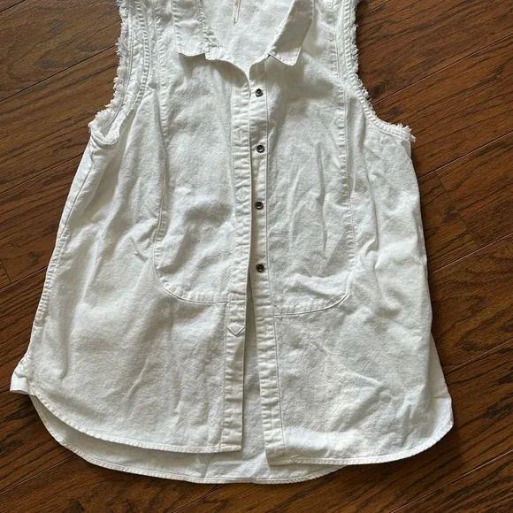 Free People White Sleeveless Mandarin Collar Shirt - Picture 2 of 6